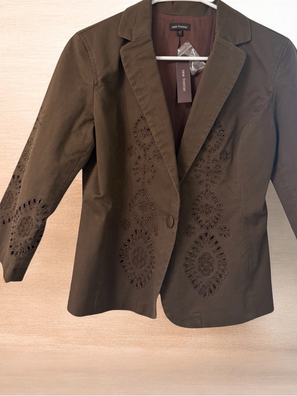 New Frontier Olive Cutout Eyelet Blazer
